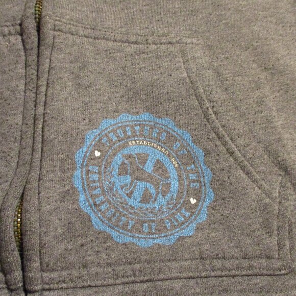 PINK Victoria Secret Woman Large Gray Blue Full Zip Long Sleeve Hooded Jacket - Picture 3 of 8